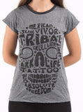 Wholesale Sure Design Women's Tribal Skull Tshirt Black - $5.60