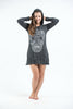 Sure Design Women's Tribal Skull Hoodie Dress Silver on Black