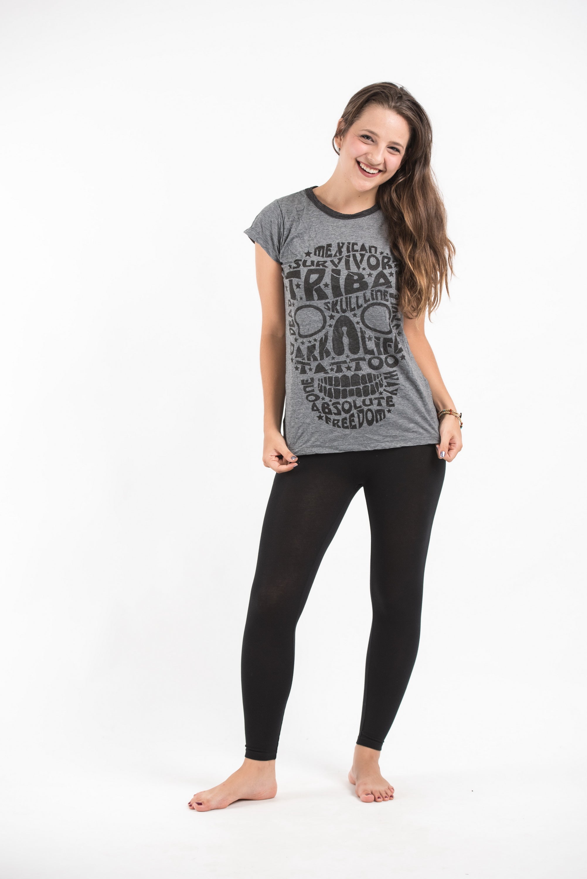 Sure Design Women's Tribal Skull Tshirt Black
