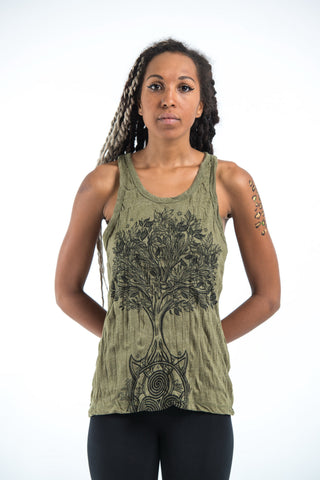 Sure Design Women's Celtic Tree Tank Top Green