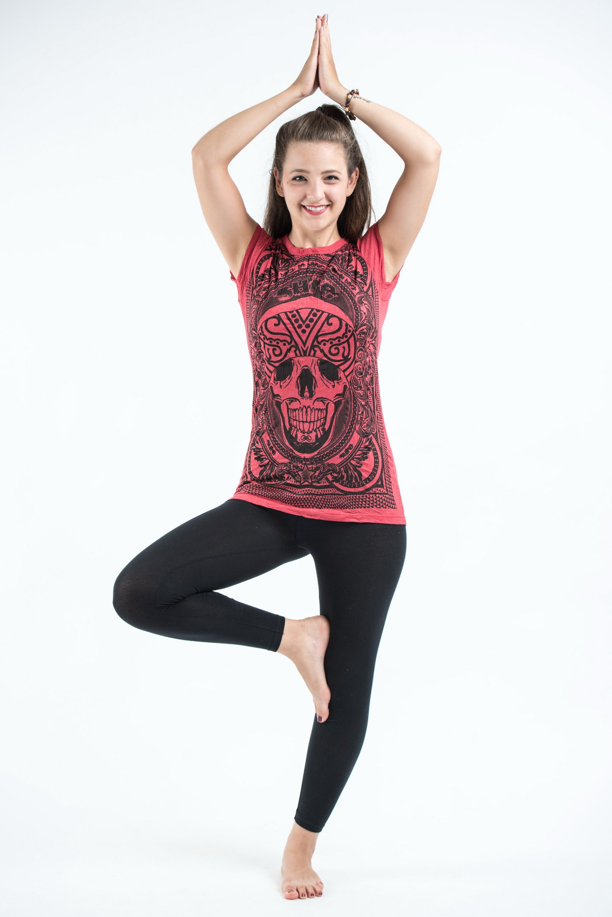 Sure Design Women's Trippy Skull T-Shirt Red