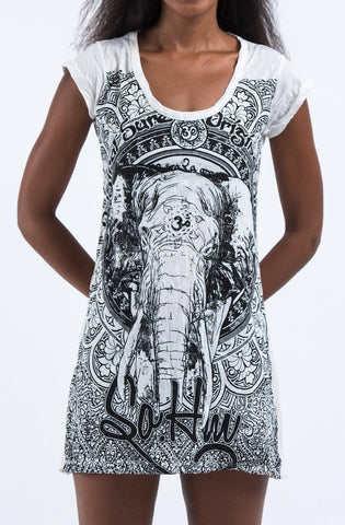Sure Design Women's Wild Elephant Dress White