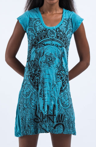 Sure Design Women's Wild Elephant Dress Turquoise