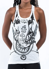 Sure Design Women's Big Face Ganesh Tank Top White