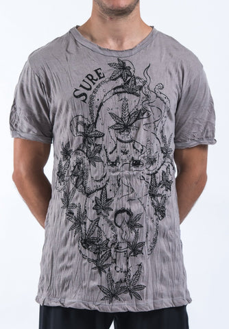 Sure Design Mens Octopus Weed T-Shirt Gray
