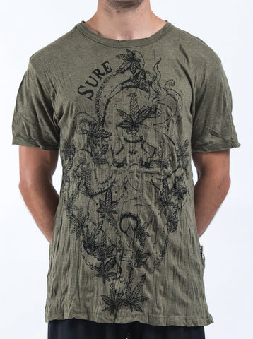 Sure Design Mens Octopus Weed T-Shirt Green