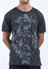 Sure Design Mens Octopus Weed T-Shirt Silver on Black