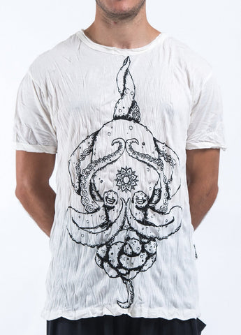 Sure Design Mens Octopus Mandala T-Shirt White