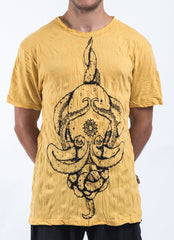 Sure Design Mens Octopus Mandala T-Shirt Yellow