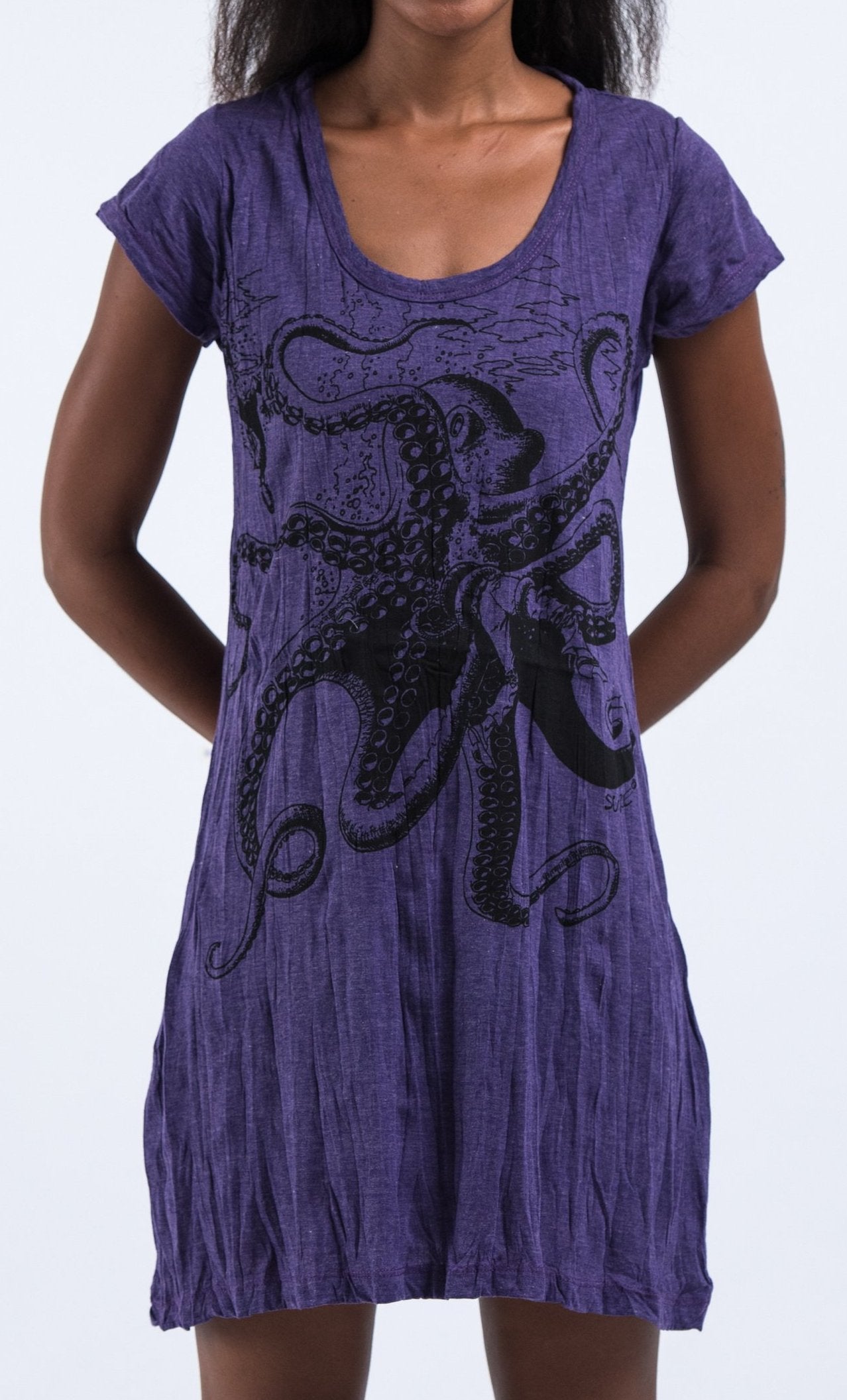 purple octopus dress Mullido Organic Sleeveless Tiered Dress- Octopus, Purple 7-8Y (122/128)