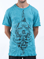 Sure Design Mens Octopus Mandala T-Shirt Turquoise