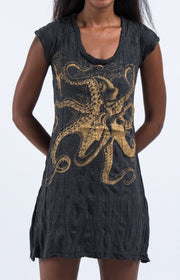 Sure Design Women's Octopus Dress Gold on Black