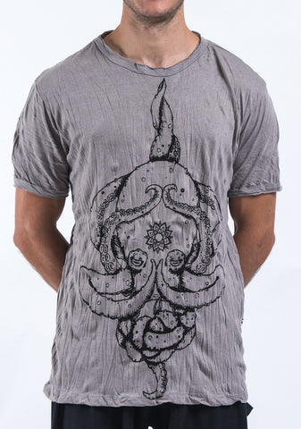 Sure Design Mens Octopus Mandala T-Shirt Gray