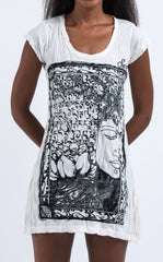 Sure Design Women's Sanskrit Buddha Dress White