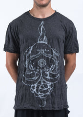 Sure Design Mens Octopus Mandala T-Shirt Silver on Black