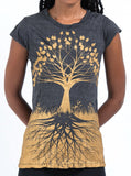 Wholesale Sure Design Women's Tree of Life T-Shirt Gold on Black - $9.00
