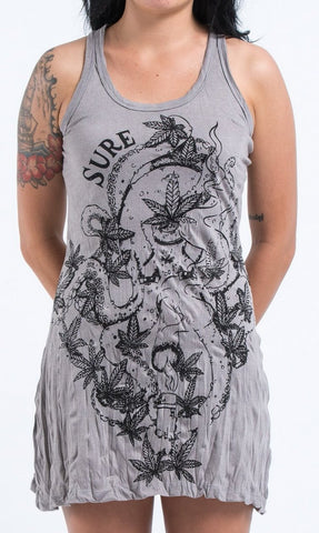 Sure Design Womens Octopus Weed Tank Dress Gray