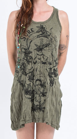 Sure Design Womens Octopus Weed Tank Dress Green