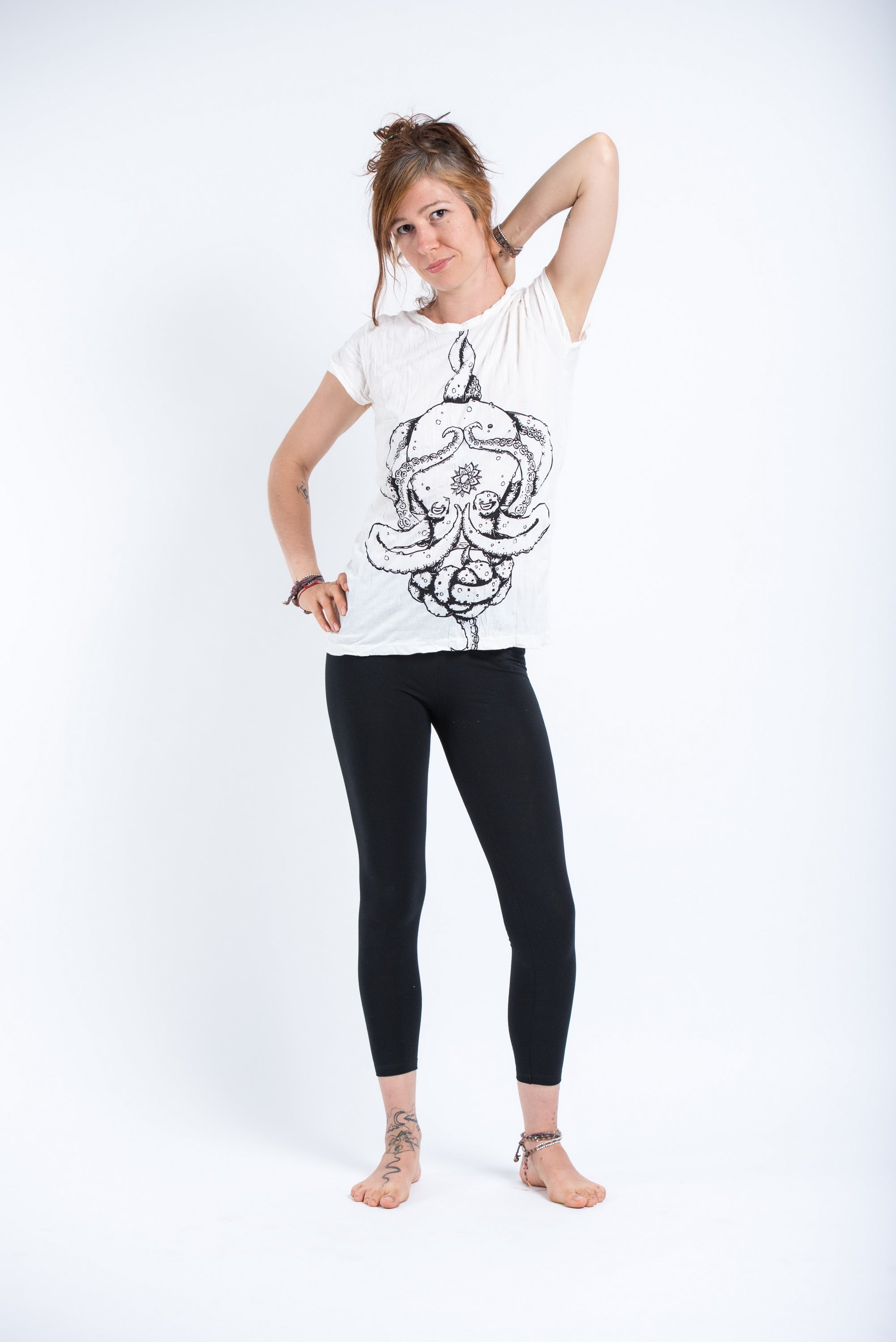 Sure Design Womens Octopus Mandala T-Shirt White