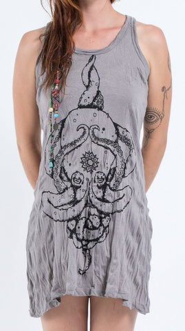 Sure Design Womens Octopus Mandala Tank Dress Gray