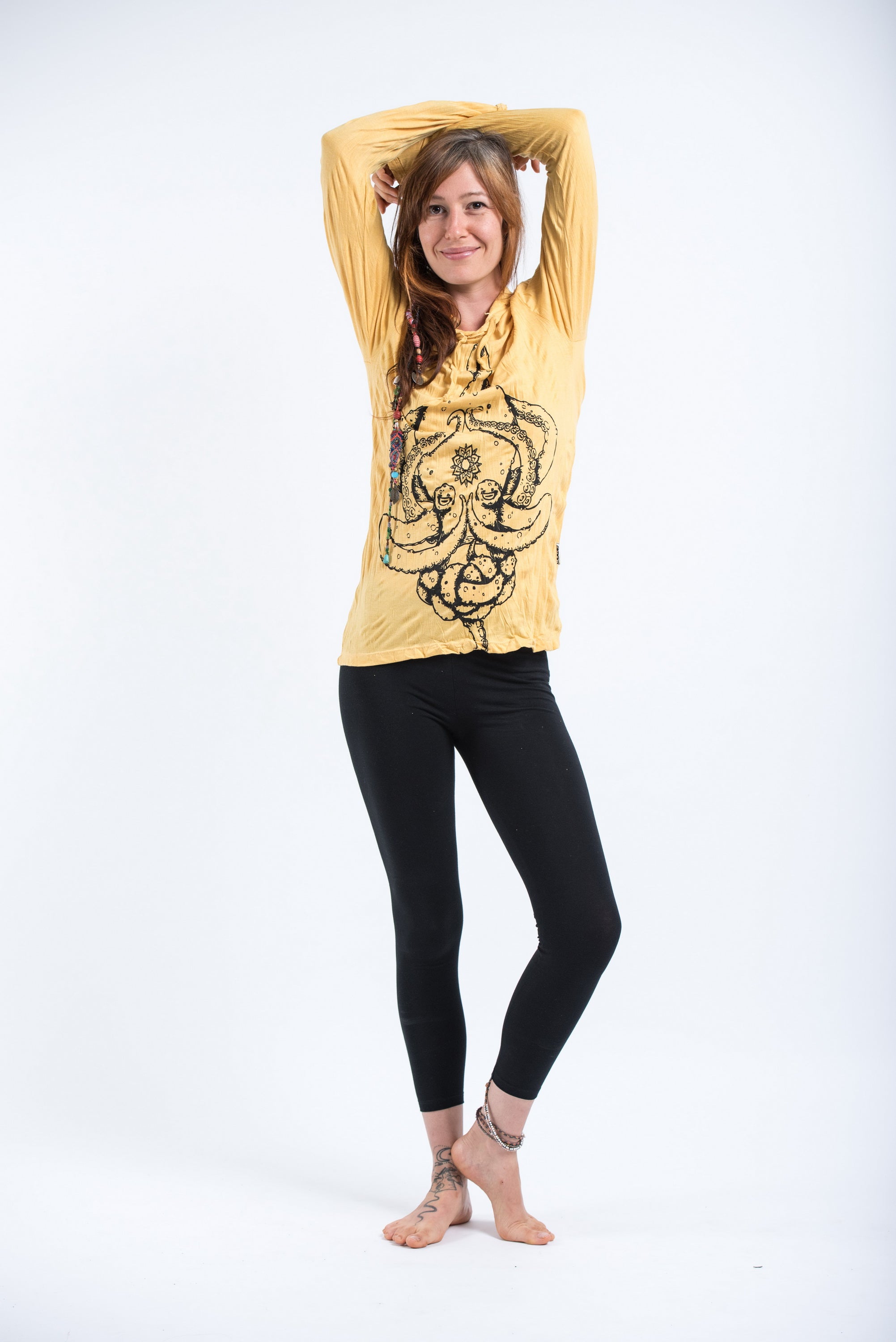 Sure Design Unisex Octopus Mandala Hoodie Yellow
