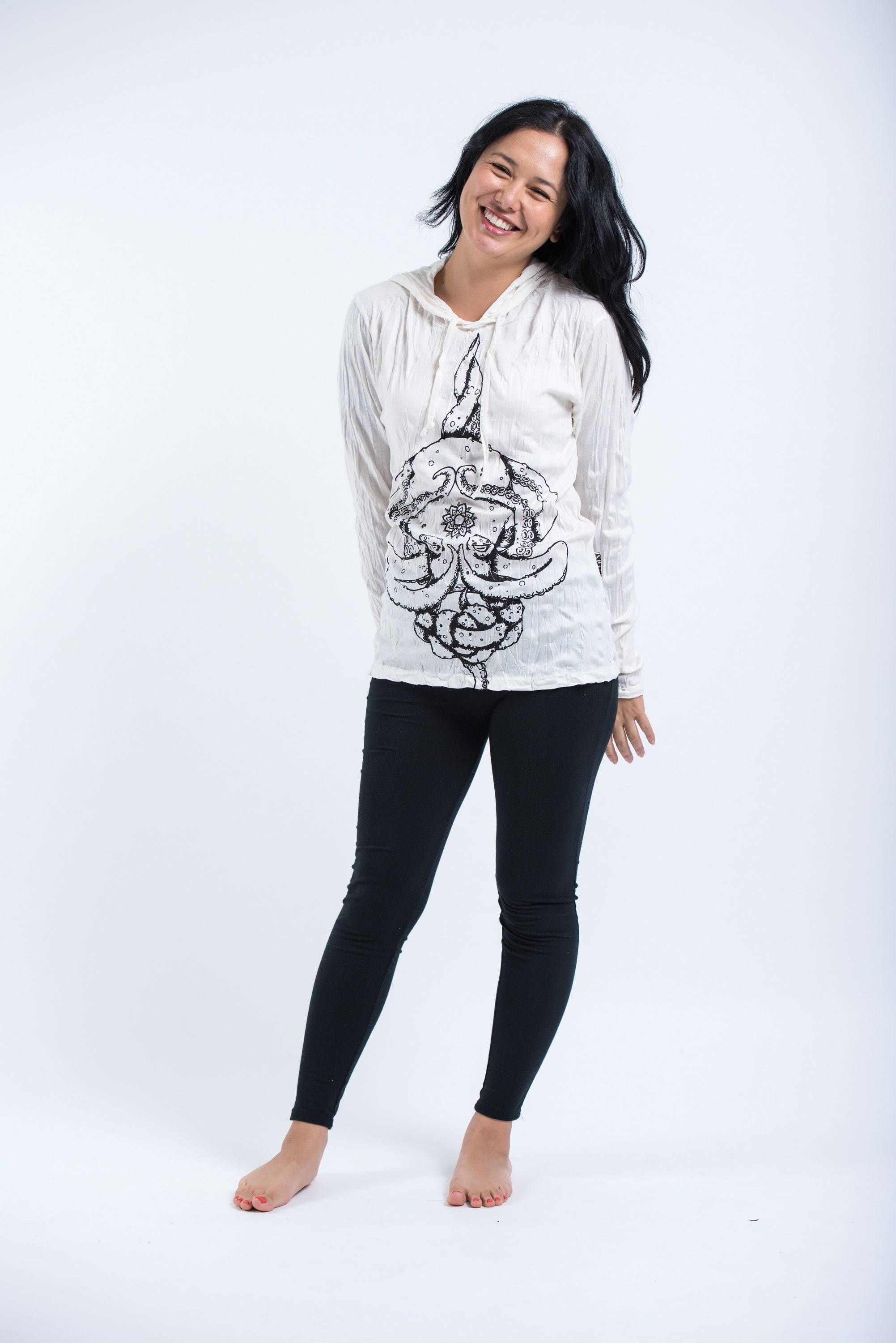Sure Design Unisex Octopus Mandala Hoodie White