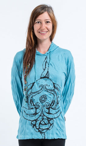 Sure Design Unisex Octopus Mandala Hoodie Turquoise