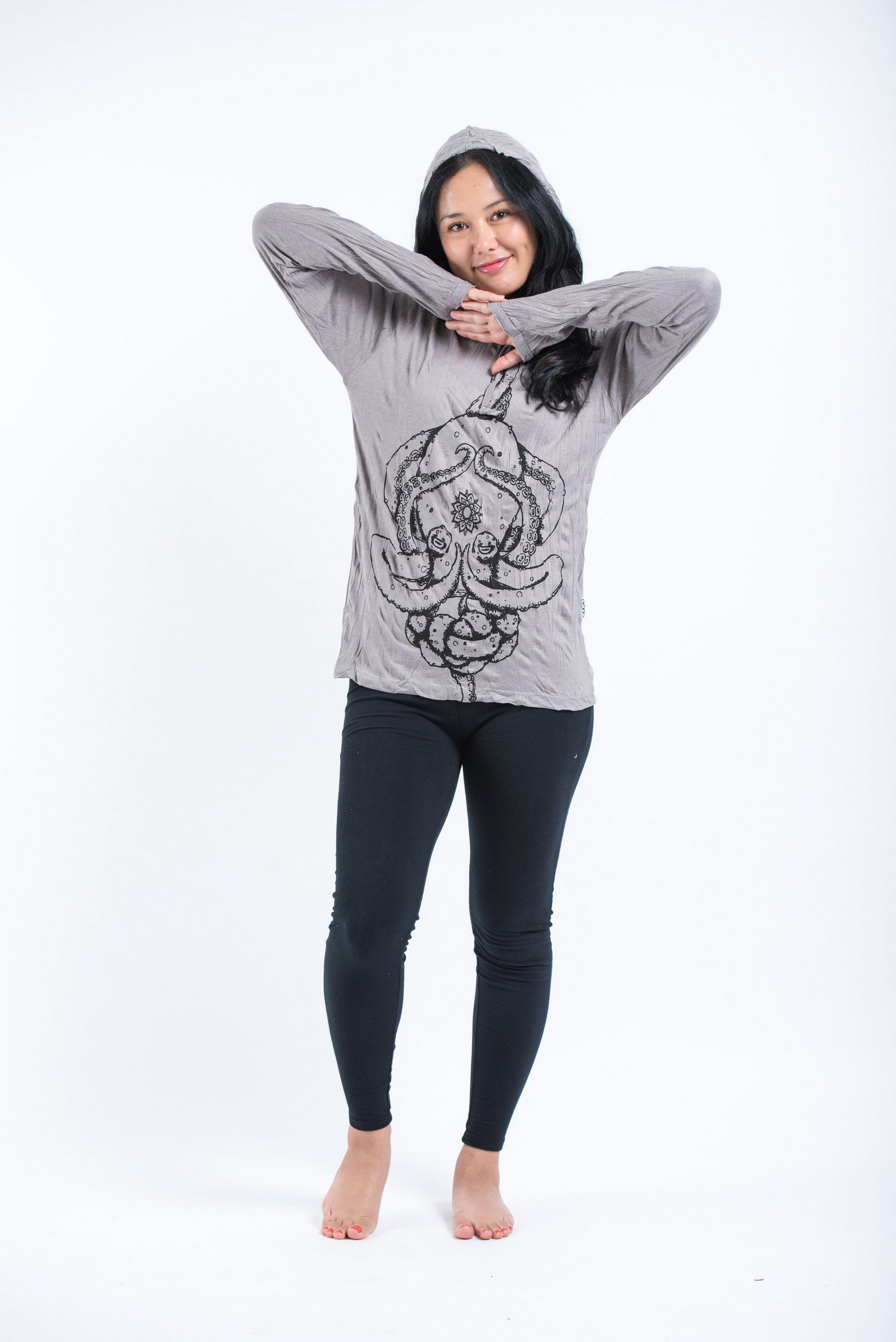 Sure Design Unisex Octopus Mandala Hoodie Gray