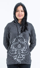 Sure Design Unisex Octopus Mandala Hoodie Silver on Black