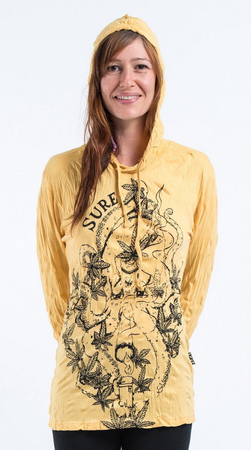 Sure Design Unisex Octopus Weed Hoodie Yellow