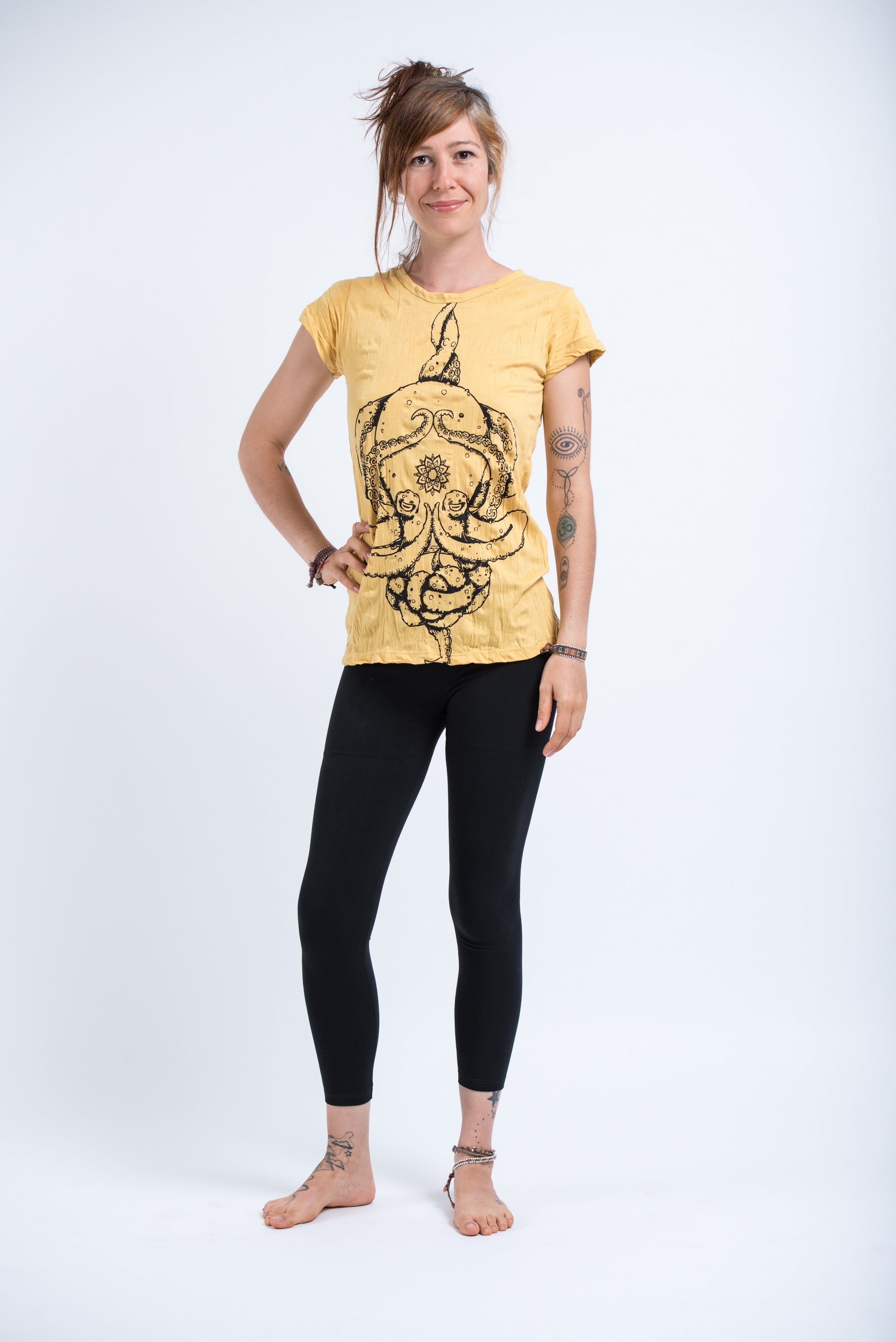 Sure Design Womens Octopus Mandala T-Shirt Yellow