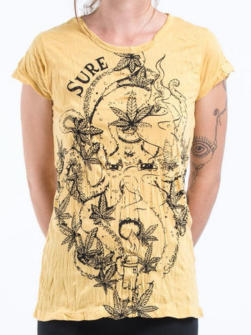 Sure Design Womens Octopus Weed T-Shirt Yellow