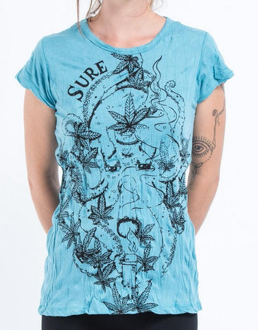 Sure Design Womens Octopus Weed T-Shirt Turquoise
