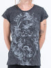 Sure Design Womens Octopus Weed T-Shirt Silver on Black