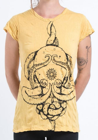 Sure Design Womens Octopus Mandala T-Shirt Yellow