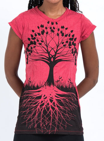 Sure Design Women's Tree Of Life T-Shirt Red
