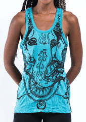 Sure Design Women's Big Face Ganesh Tank Top Turquoise