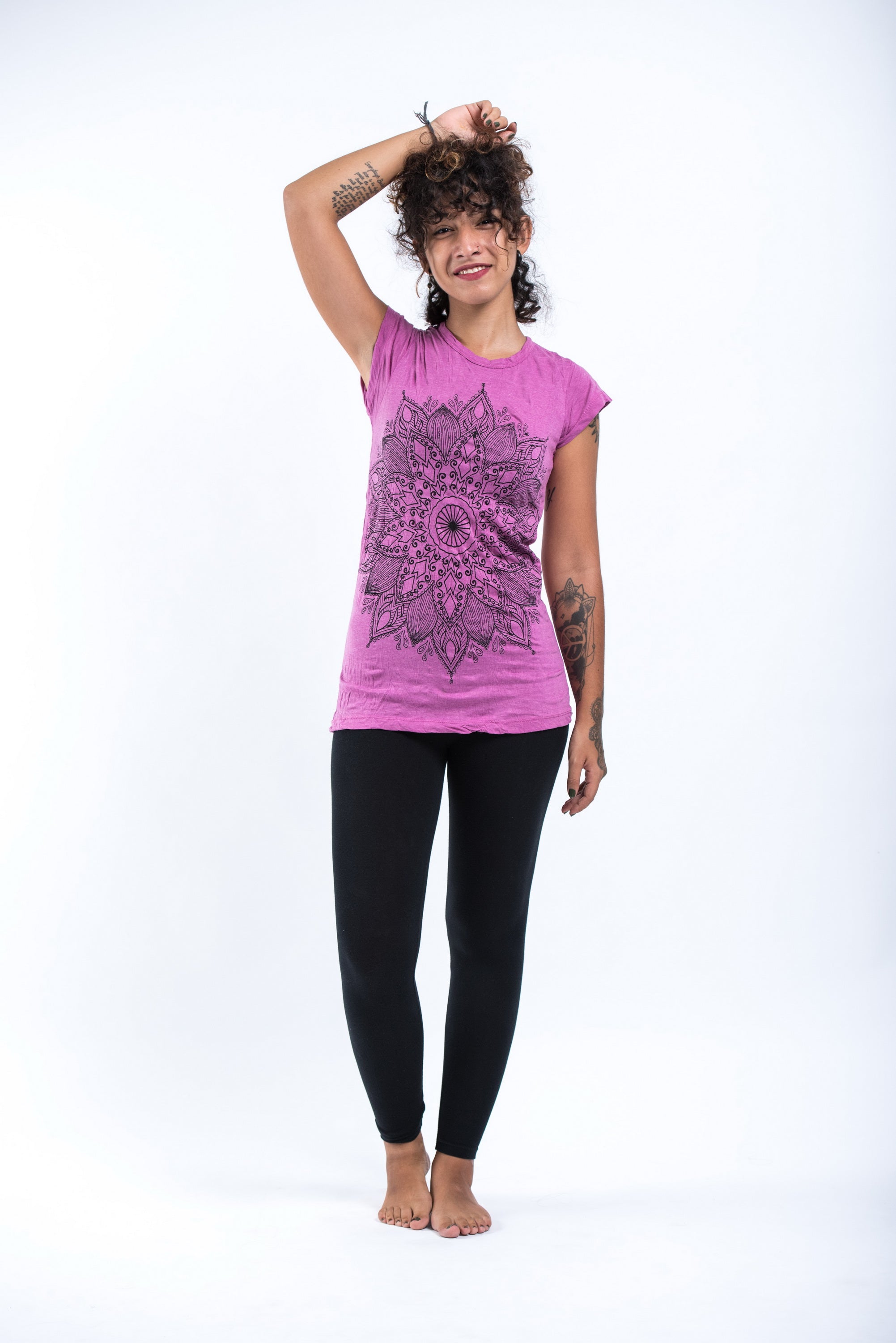 Sure Design Women's Lotus Mandala T-Shirt Pink