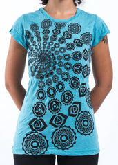 Sure Design Women's Chakra Fractal T-Shirt Turquoise