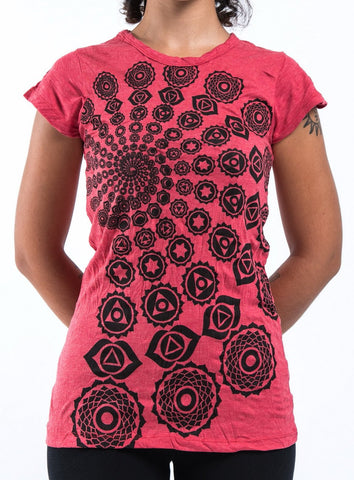 Sure Design Women's Chakra Fractal T-Shirt Red
