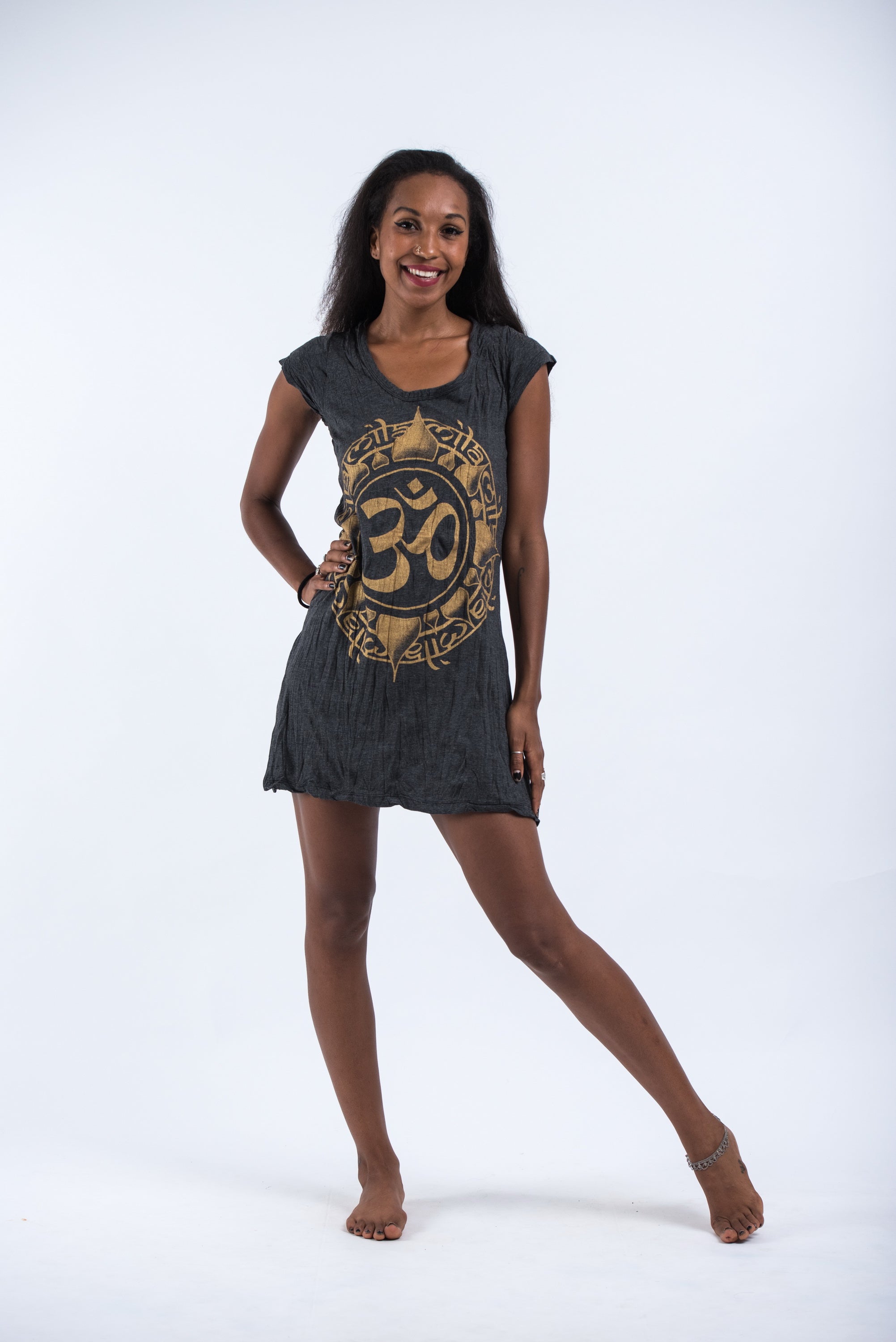 Sure Design Women's Infinitee Ohm Dress Gold on Black