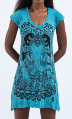 Sure Design Women's Batman Ganesh Dress Turquoise