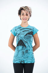 Sure Design Womens Magic Mushroom T-Shirt Turquoise