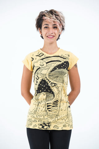 Sure Design Womens Magic Mushroom T-Shirt Yellow