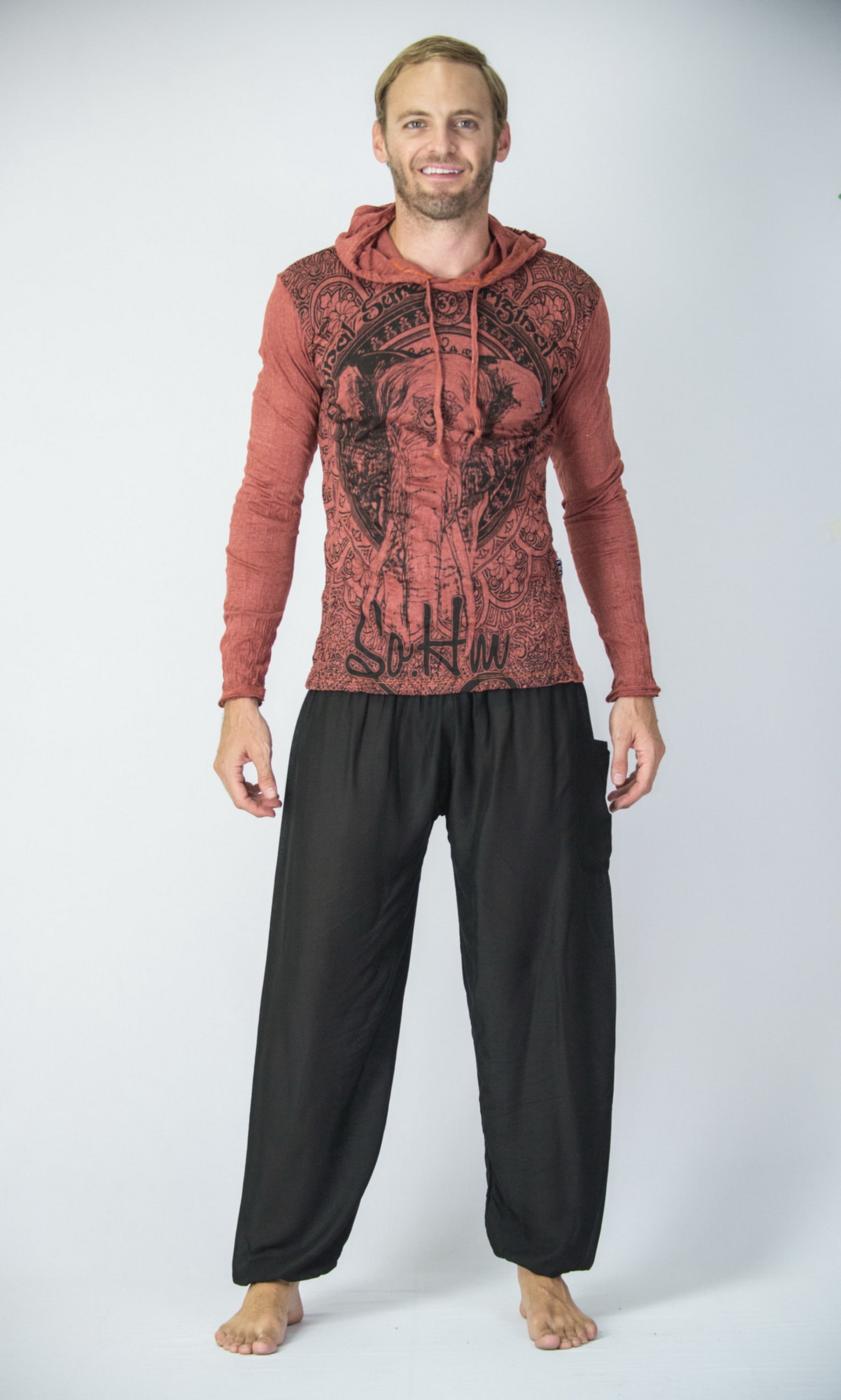 Sure Design Unisex Wild Elephant Hoodie Brick