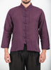 Unisex Long Sleeve Cotton Yoga Shirt with Chinese Collar in Dark Purple