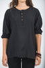 Unisex Long Sleeve Cotton Yoga Shirt with Coconut Shell Buttons in Black