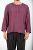 Unisex Long Sleeve Cotton Yoga Shirt with Coconut Shell Buttons in Dark Purple