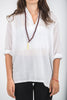 Unisex Long Sleeve Cotton Yoga Shirt with Nehru Collar in White
