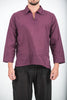 Unisex Long Sleeve Cotton Yoga Shirt with V Neck Collar in Dark Purple